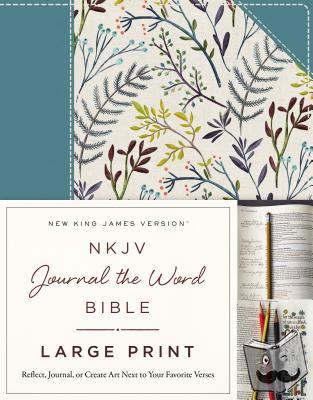 Thomas Nelson - NKJV, Journal the Word Bible, Large Print, Cloth over Board, Blue Floral, Red Letter