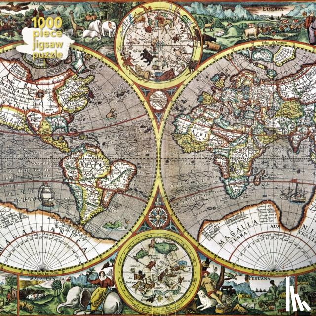 Flame Tree Studio - Adult Jigsaw Puzzle Pieter van den Keere: Antique Map of the World