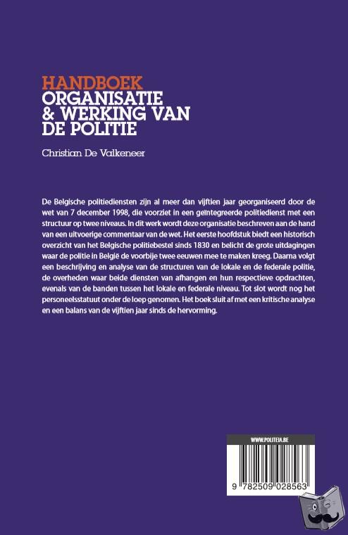 Valkeneer, Christian De - Handboek organisatie & werking van de politie